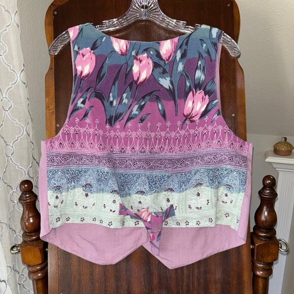 Vintage 90s Willow Ridge purple iris, vest, BoHo cottage core grandma - Picture 6 of 7